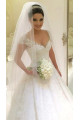Modern Brautkleider Weiß MIt Spitze A Linie Perlen Tüll Brautmoden Hochzeitskleider