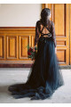 Simple black wedding dress with sleeves | Wedding dresses with lace
