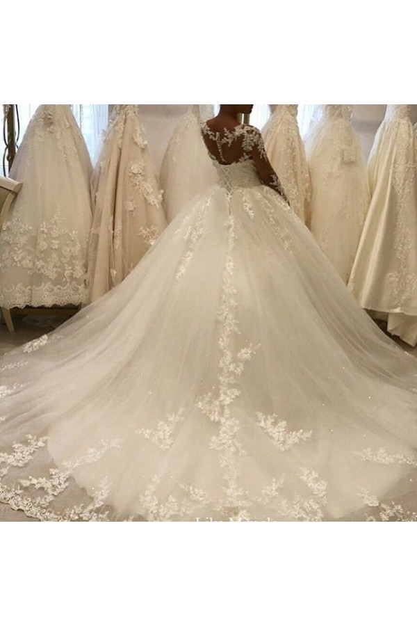 Elegant wedding dresses with sleeves | Wedding dress a line with lace