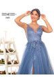 Abendkleider Lang V Ausschnitt | Abiballkleider mit spitze Blau