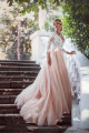 Pink White Wedding Dresses With Sleeves Lace A Line Bridal Wedding Gowns