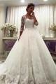 White Wedding Dresses With Sleeves Lace A Line Organza Bridal Wedding Gowns