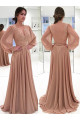 Champagne Mother of the Bride Dresses With Sleeves Lace Chiffon Sheath Dresses Evening Dresses Online
