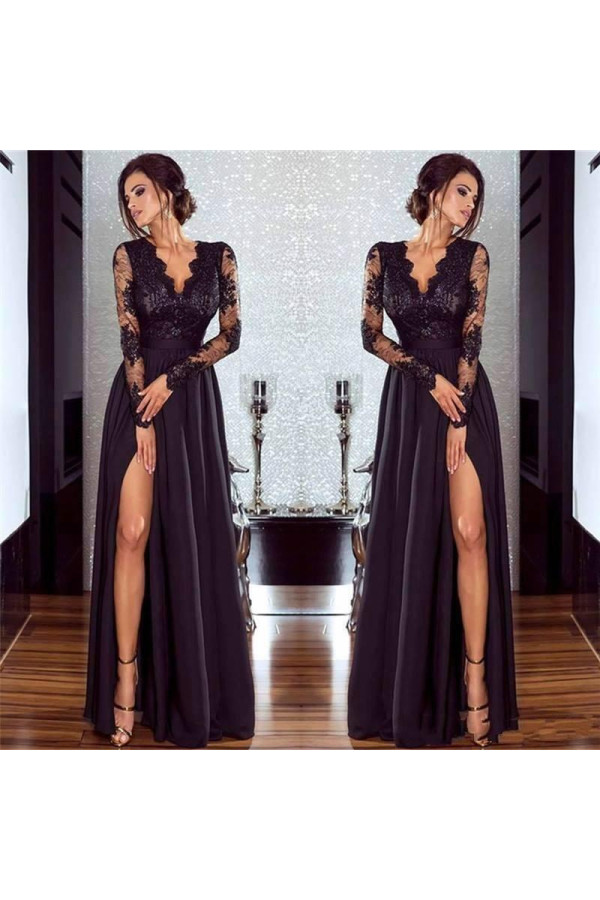 Elegant evening dresses long black with lace sheath dress dresses online
