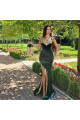 Evening dresses long green | Evening wear prom dress with lace