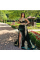 Evening dresses long green | Evening wear prom dress with lace