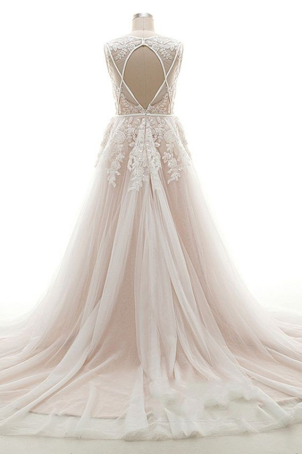 Buy Modern Wedding Dresses Lace Ivory A Line Tulle Wedding Gowns Online