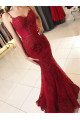 Elegante Abendkleider Lang Rot Spitze Herz Abendmoden Online Kaufen