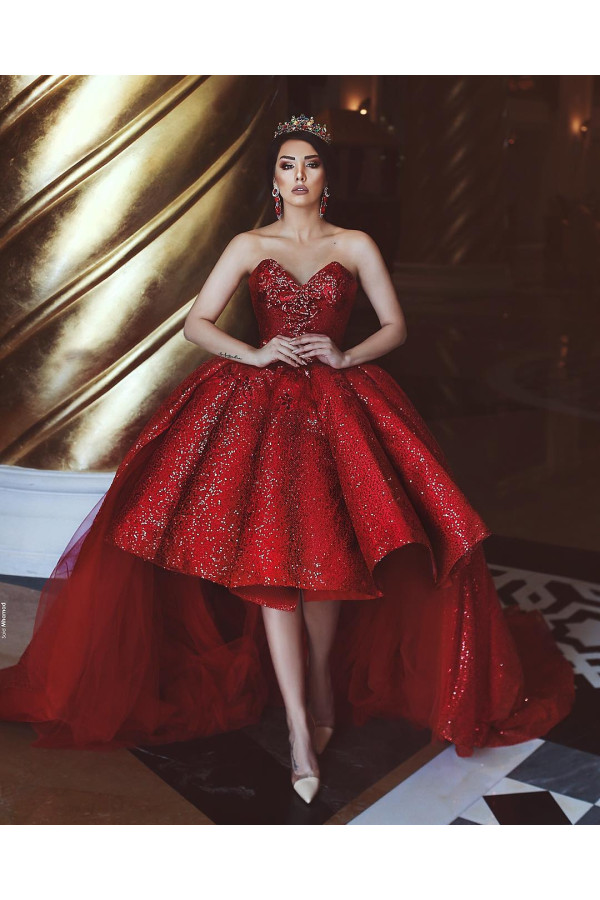 Elegant Prom Dresses Red Front Short Behind Long Cheap Cocktail Dresses Online