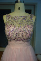 Pink Cocktail Dresses Short Beaded A Line Tulle Evening Dresses Prom Dresses