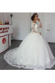 Elegante Weiße Brautkleider mit Ärmel Prinzessin Hochzeitskleider Spitze Günstig