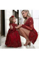 Elegant Red Evening Dresses Short Mini Mother Evening Wear Lace