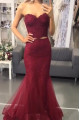 Modern evening dress with lace | Evening dresses wine red cheap