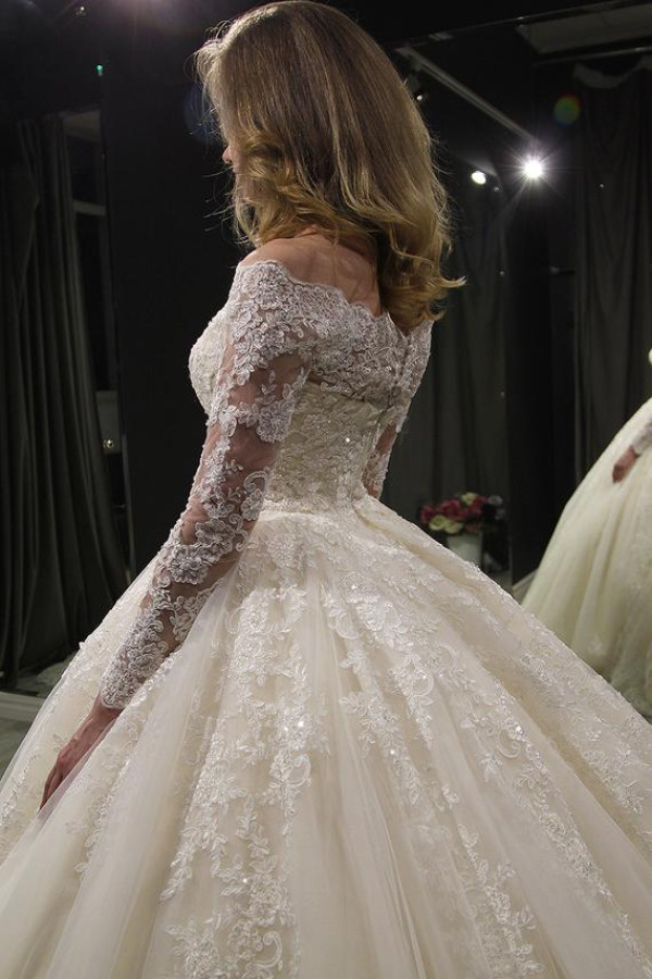 Elegante Brautkleider Prinzessin | Hochzeitskleid Mit Spitzenärmeln