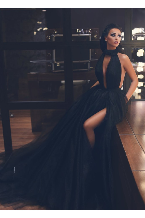 Fashion Black Evening Dresses Long Cheap | Evening wear floor length online