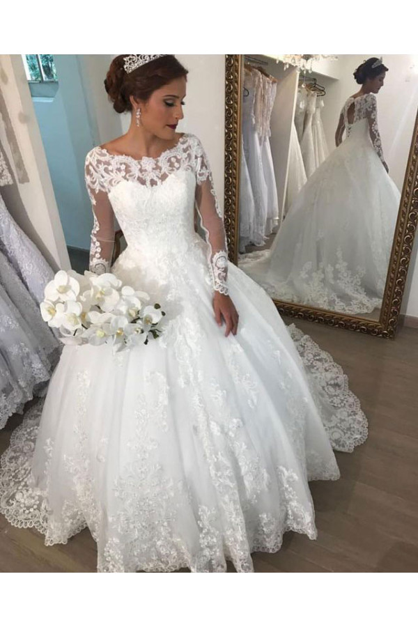 Elegante Brautkleider mit Ärmel | Spitze Hochzeitskleider Prinzessin