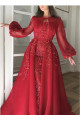 Luxus Abendkleider Mit Ärmel | Rote Abendkleid Lang Günstig