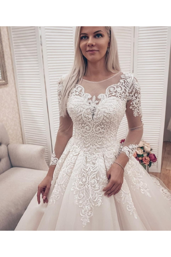 Modern Brautkleider A Linie Mit Ärmel | Hochzeitskleider Spitze Online