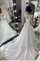 Weiße Brautkleider A linie | Spitze Hochzeitskleider mit Ärmel