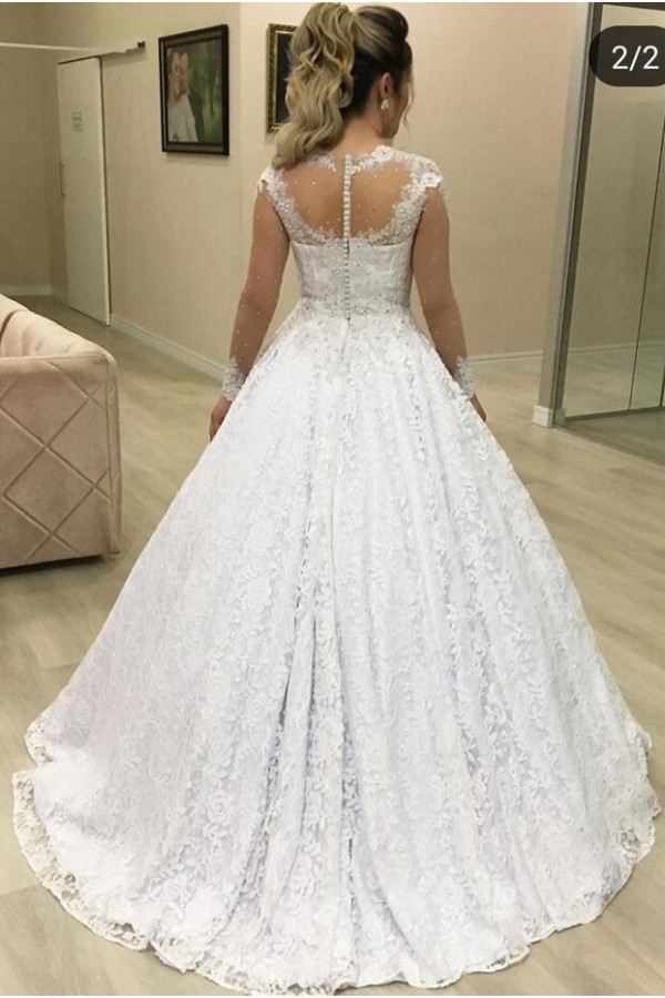 Schöne Brautkleider mit Ärmel | A Linie Spitze Hochzeitskleider Online
