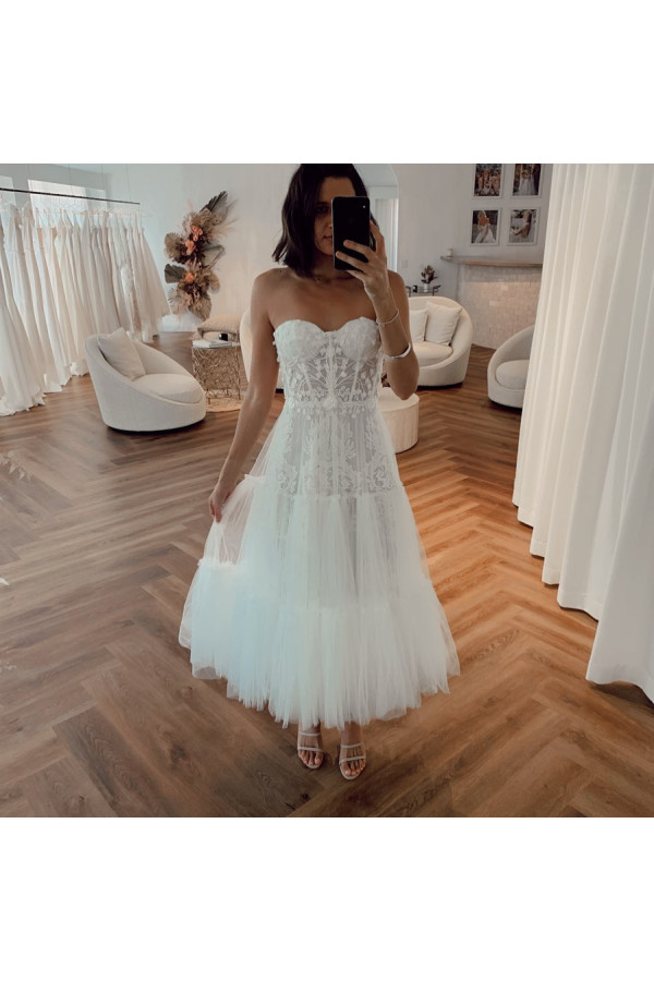 Elegant wedding dresses short | Crema Wedding Dresses Cheap Online