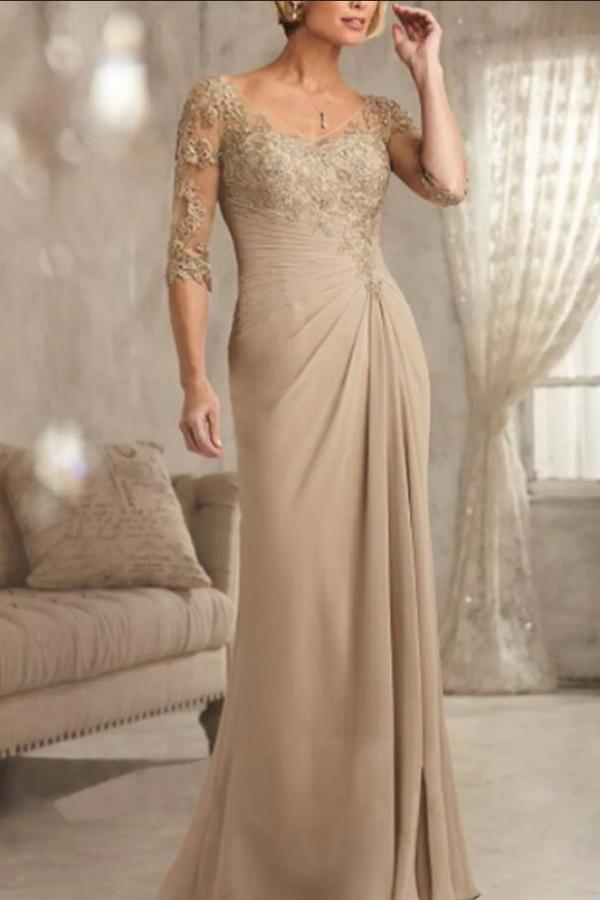 Champagne Mother Of The Bride Dresses With Sleeves | Mother of the Bride Dresses
