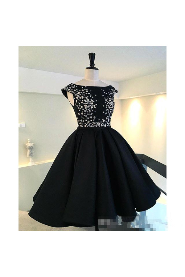 Cheap Evening Dresses Black Short Crystal Evening Wear Prom Dresses