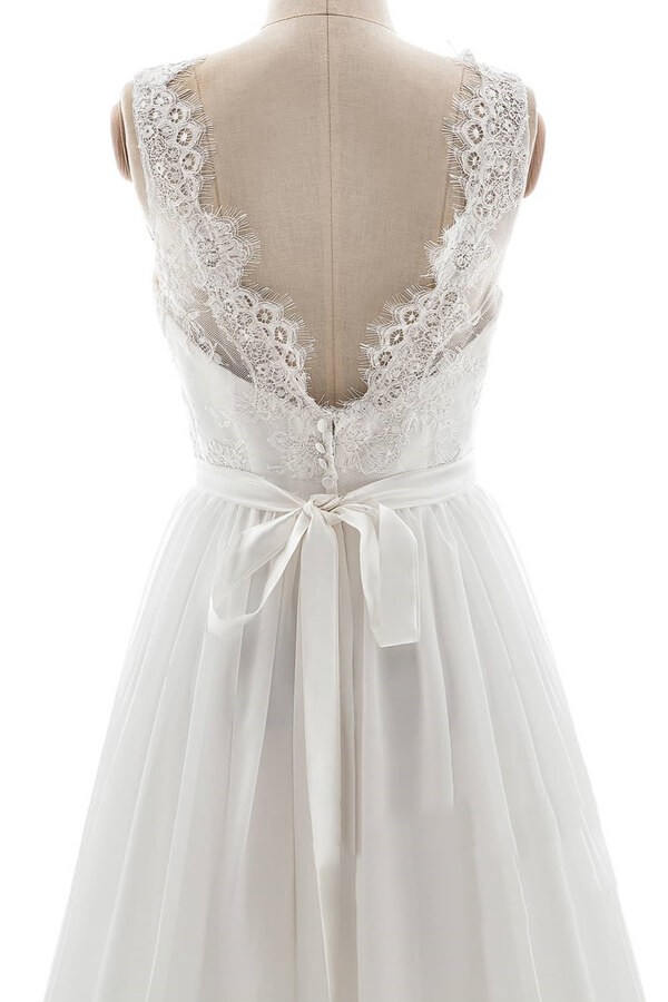 Elegante Brautkleider V Ausschnitt | Hochzeitskleid mit Spitze