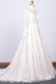 Elegante Hochzeitskleid A linie | Spitze Brautmoden mit Ärmel