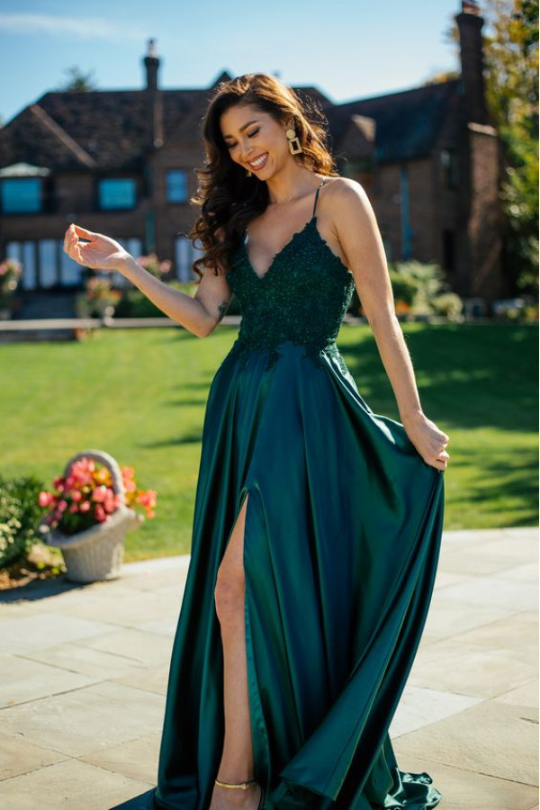 Simple evening dresses green | Prom dresses long cheap