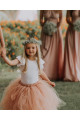 Blumenmädchen Kleid Apricot Tüll | Kinder Blumenmädchen Kleider
