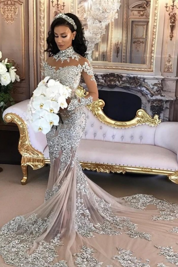 Luxury Brautkleider Mit Ärmel Meerjungfrau Hochzeitskleider Günstig Online Kaufen