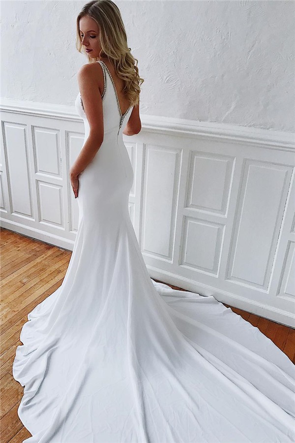 Modern Brautkleid Weiß Meerjungfrau | Hochzeitskleider Mit Schleppe