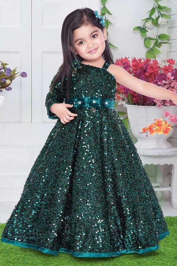 Green Flower Girl Dresses Cheap | Wedding party dresses glitter