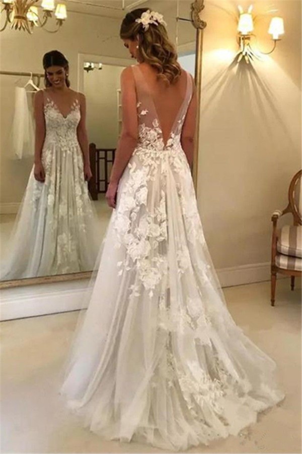 Elegant Brautkleider Weiße Günstig Spitze Hochzeitskleider Online Shop