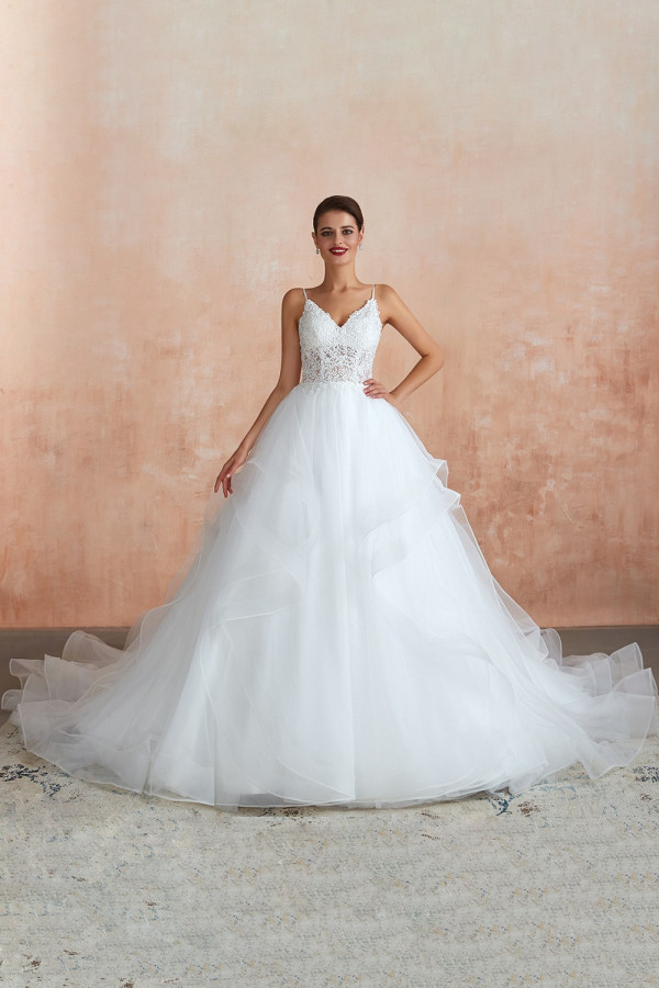 Brautkleid A Linie Spitze Rückenfrei | Schöne Hochzeitskleider