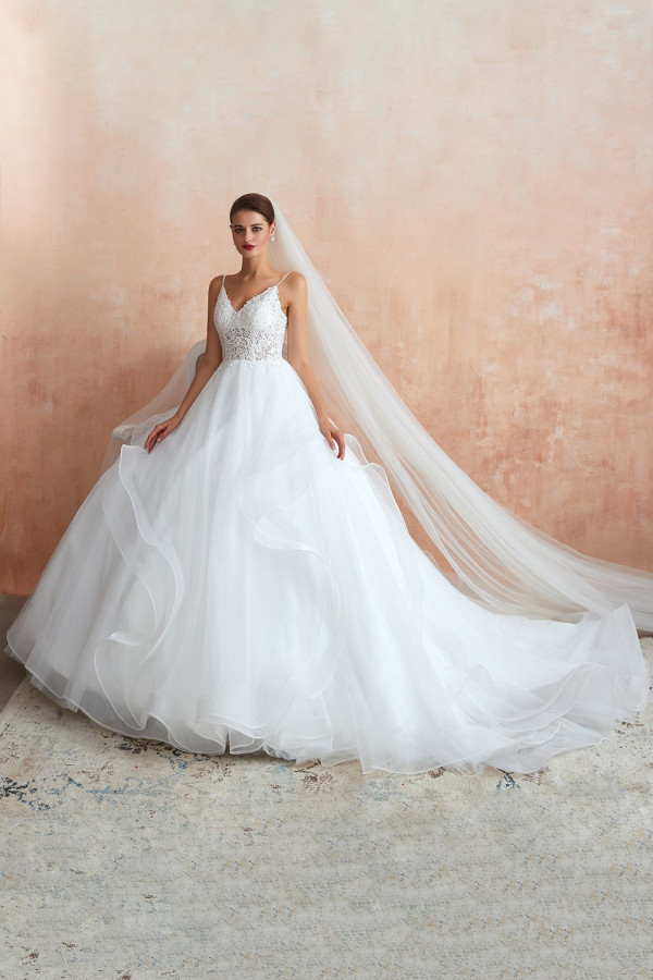 Brautkleid A Linie Spitze Rückenfrei | Schöne Hochzeitskleider